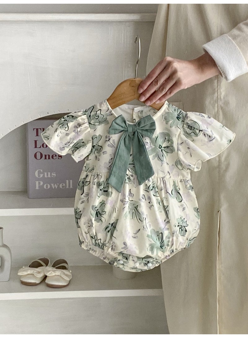 DOOKOO Summer Newborn Baby Flower Printing Romper Infant GIrls Cotton Clothing Casual Bowknot Bodysuit - Image 5